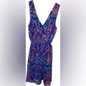 Everly Paisley Elastic Waist Criss Cross Back Dress